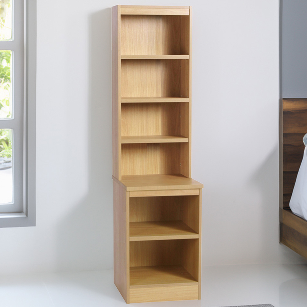 R White Cabinets 6 Shelf Brown Desk Height Bookcase with Hutch Image 1