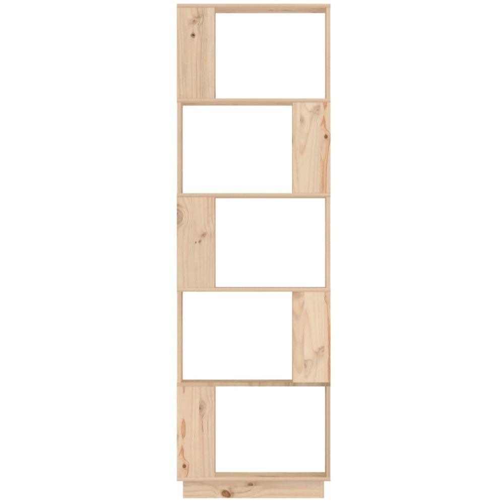 vidaXL 5 Shelf Natural Solid Pine Wood Tall Bookcase Image 3