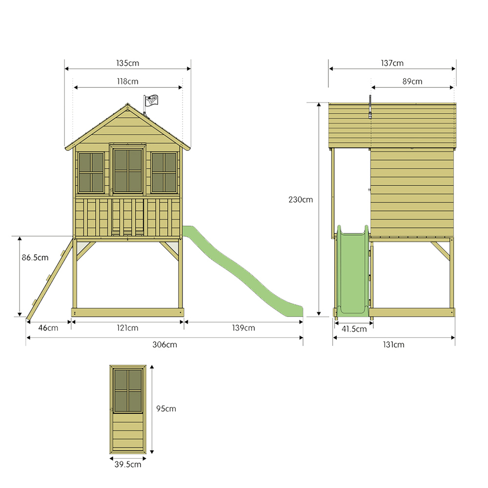 TP Hilltop Wooden Tower Playhouse with Slide Image 5