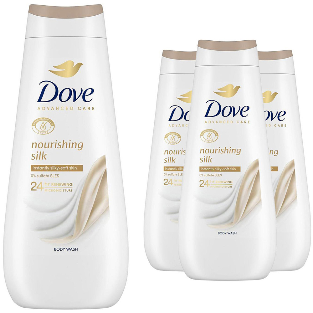 Dove Advanced Care Nourishing Silk Body Wash 400ml 4 Pack Image 1