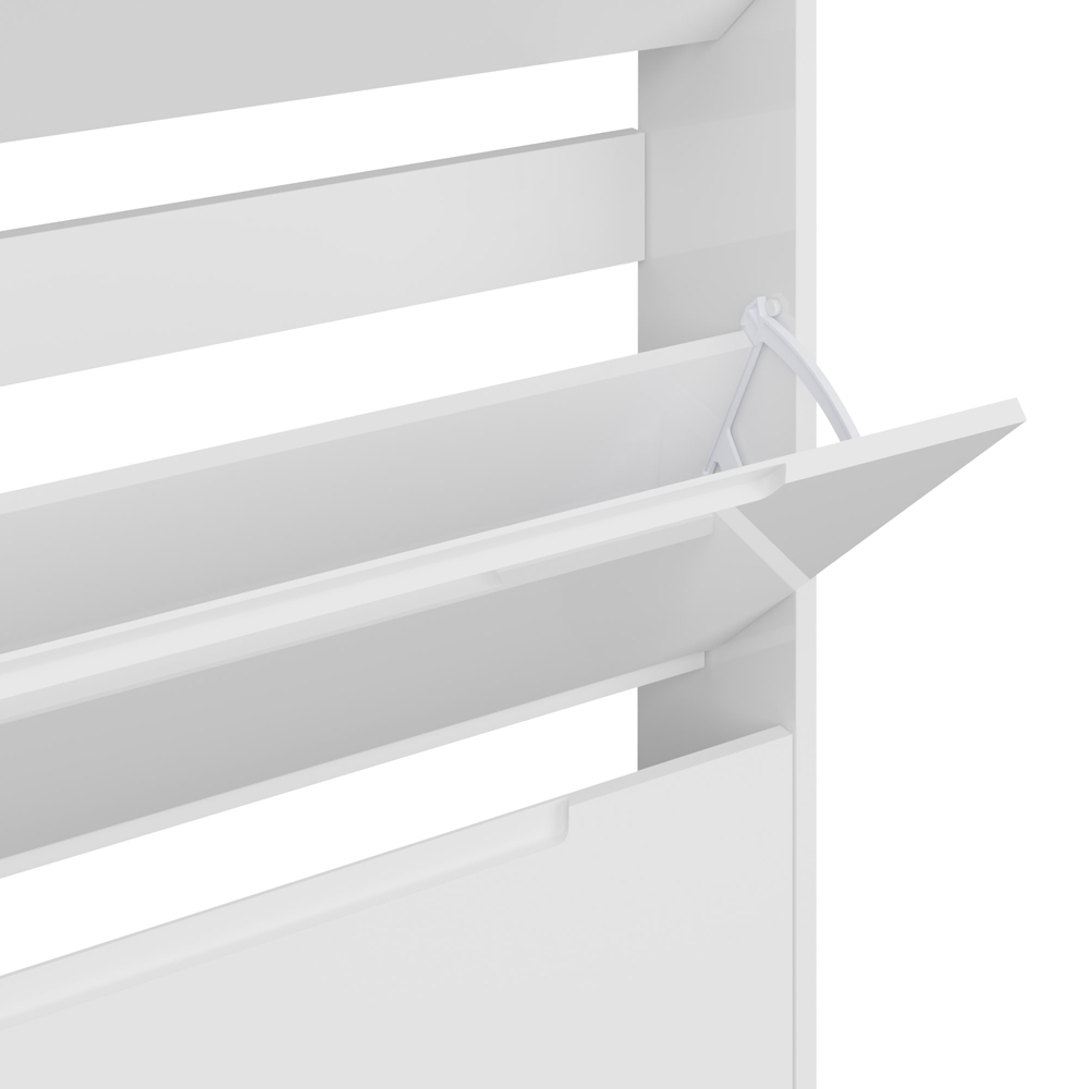 GFW Narrow White High Gloss 3 Tier Shoe Cabinet Image 6