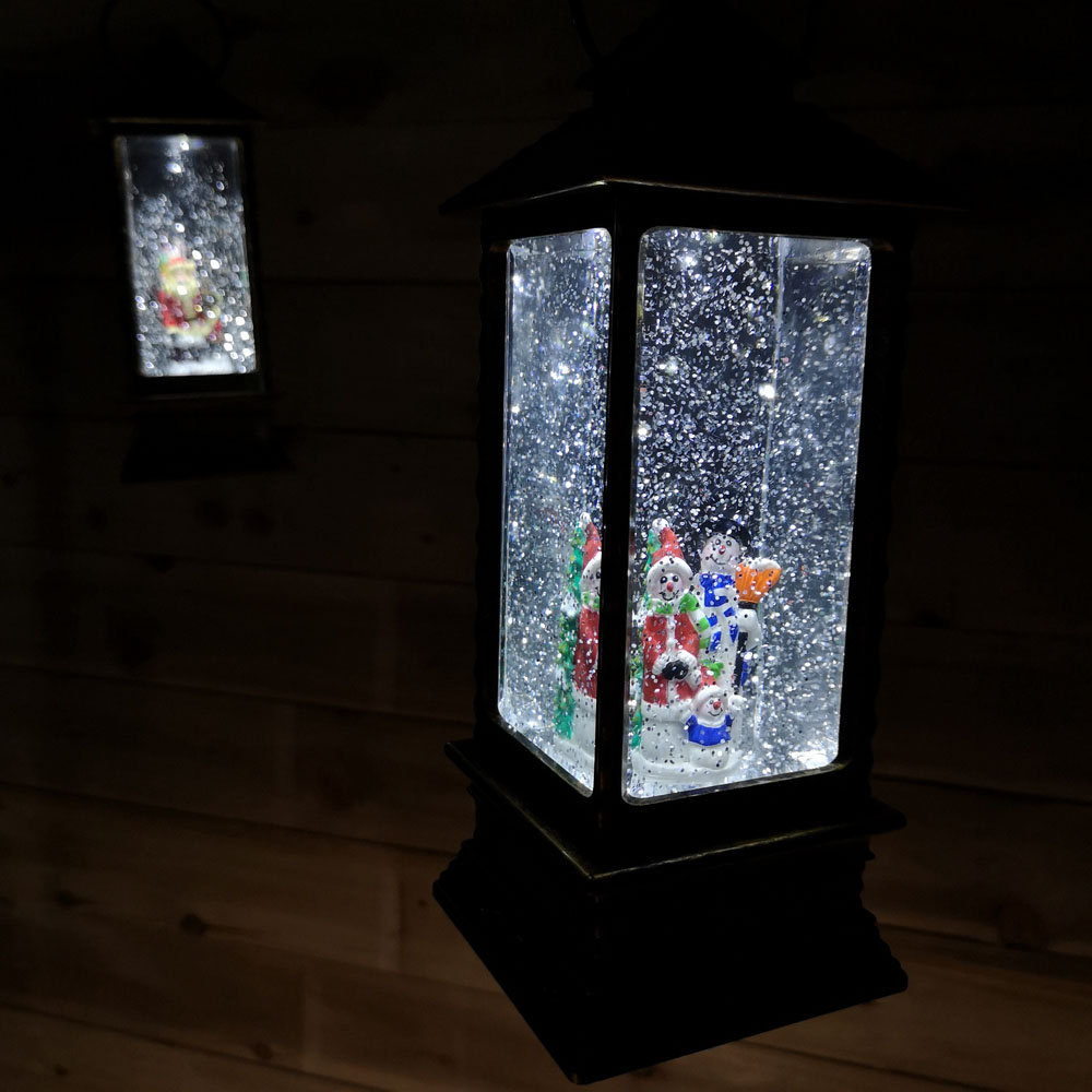 Samuel Alexander Snowman Scene Antique Effect Christmas Water Spinner Lantern 27cm Image 6