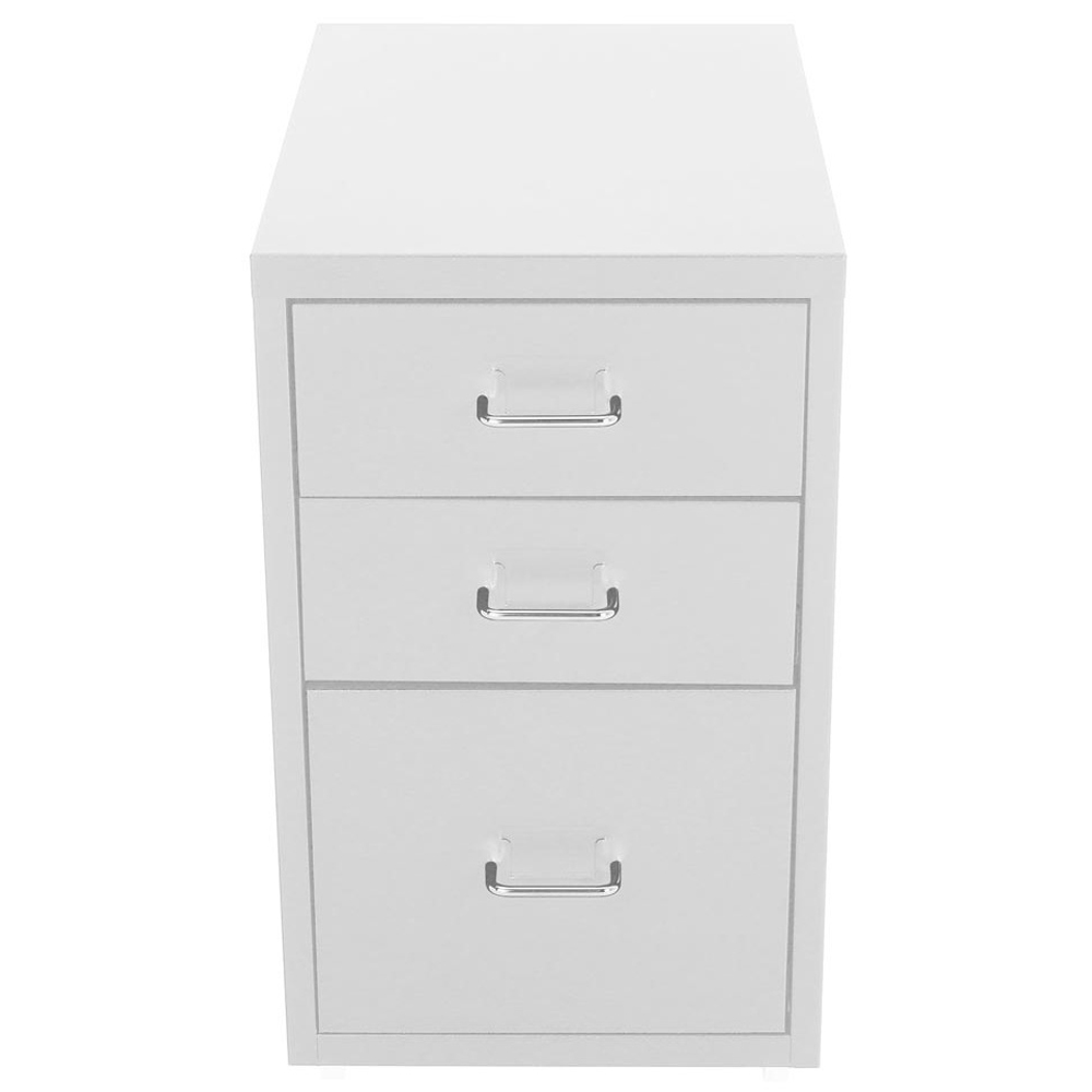 Living and Home White 3 Tier Vertical File Cabinet with Wheels Image 3