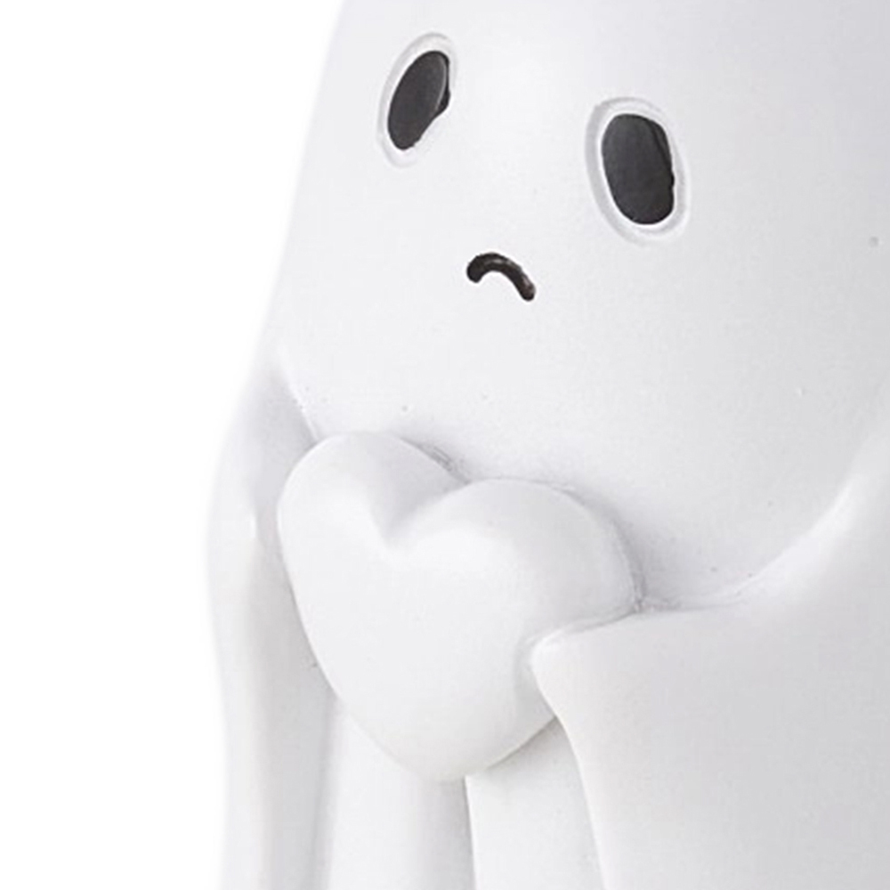 Living and Home White Ghost Holding Heart Halloween Figurine Ornament Image 3