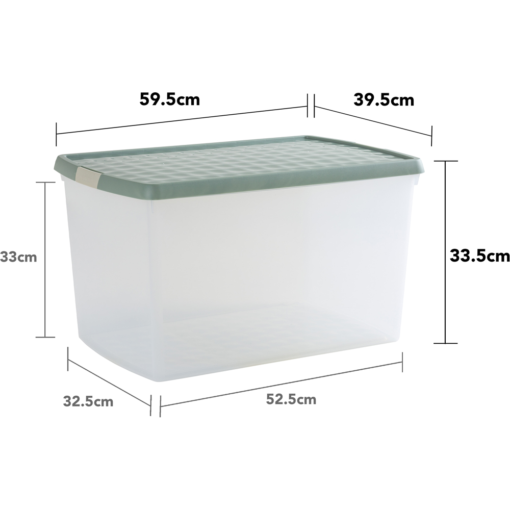 Wham Clip 62L Clear Green Milieu and Stone Rectangular Storage Box with Lid 4 Pack Image 7