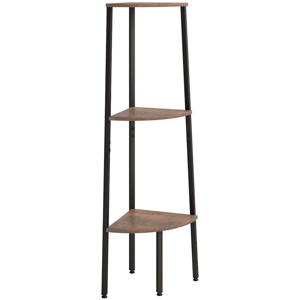vidaXL 3-Tier Dark Brown and Black Corner Shelf Image 1