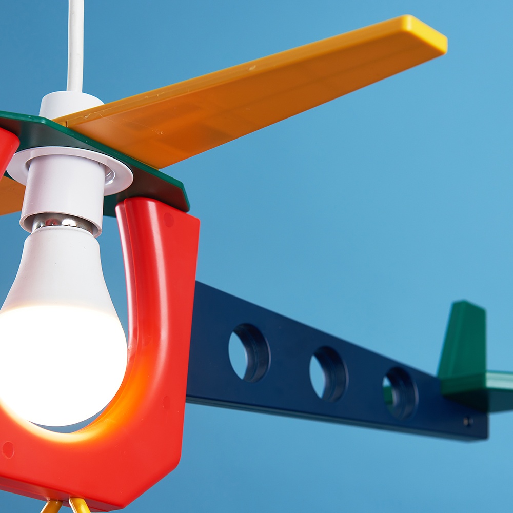 ValueLights Children Nursery Multicolour Helicopter Pendant Light Shade Image 3