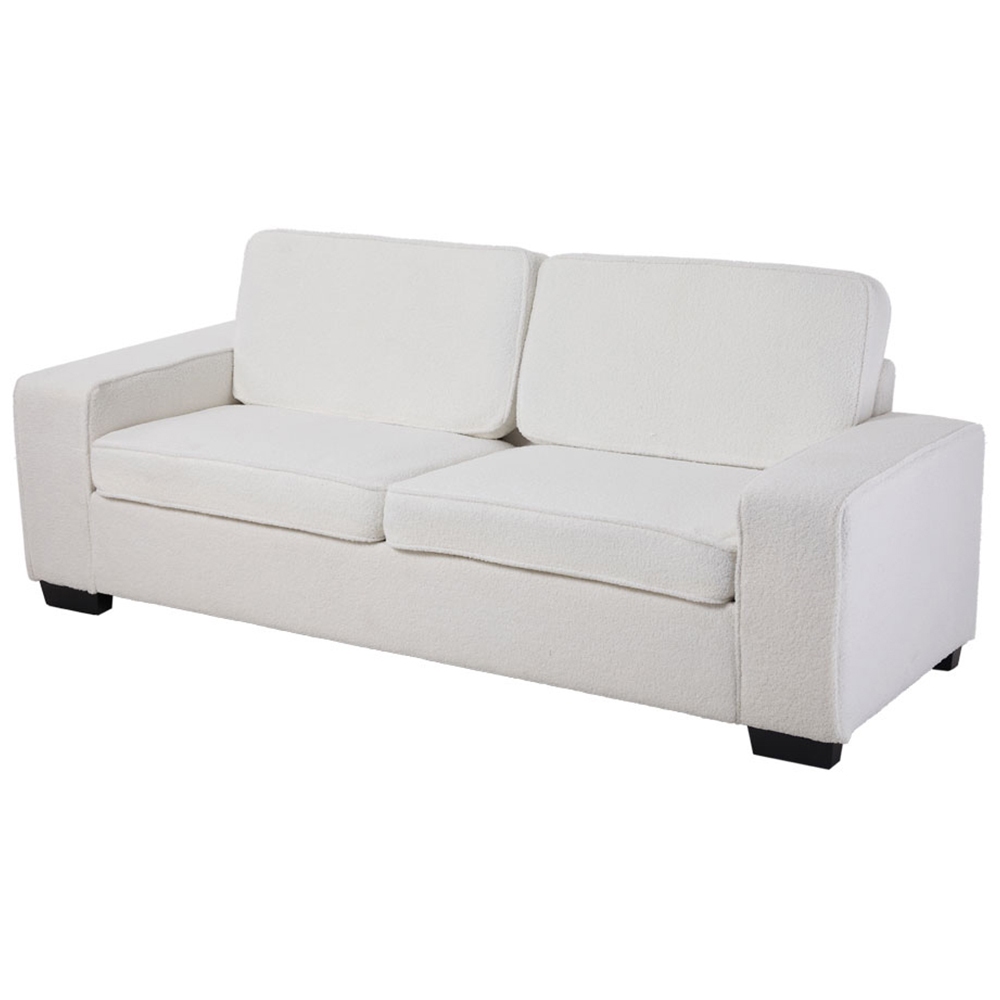 H&O Direct 2 Seater White Teddy Fabric Loveseat Sofa Image 2