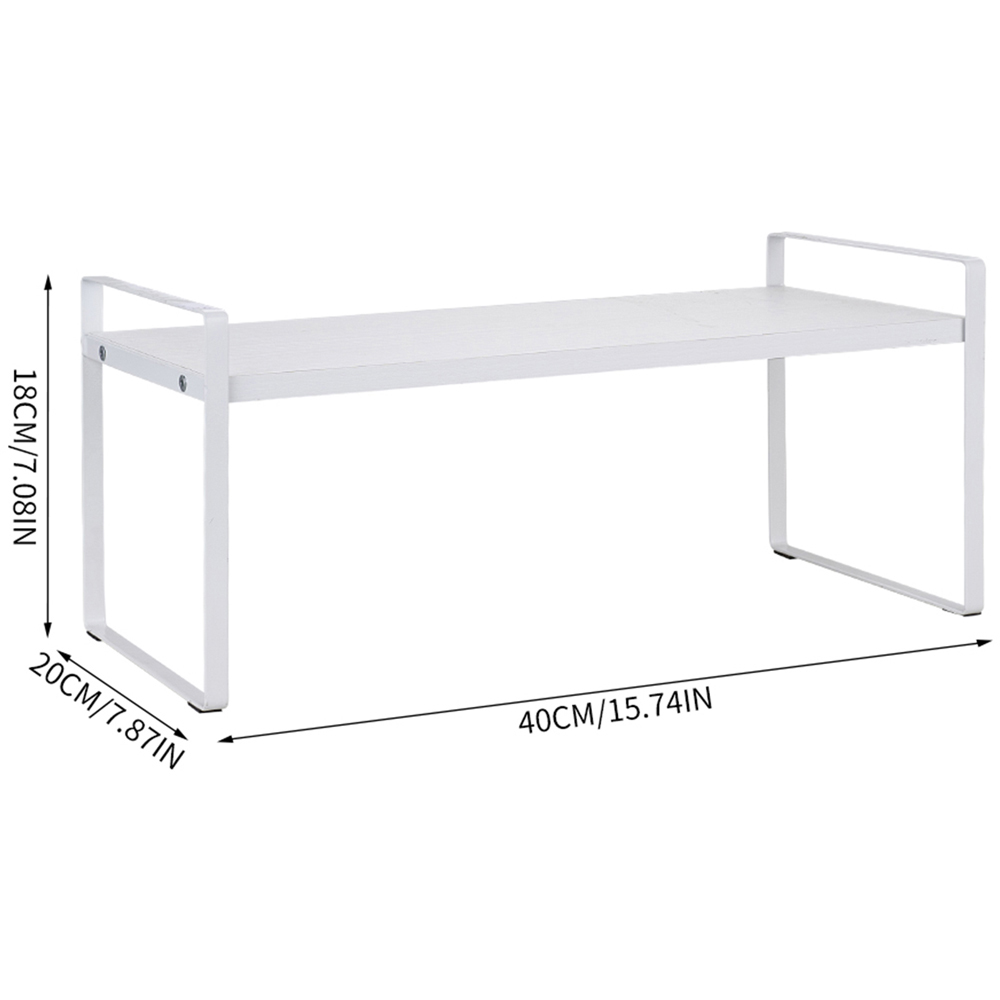 Living and Home White Wood Grain Countertop Storage Shelf with Metal Frame Image 8