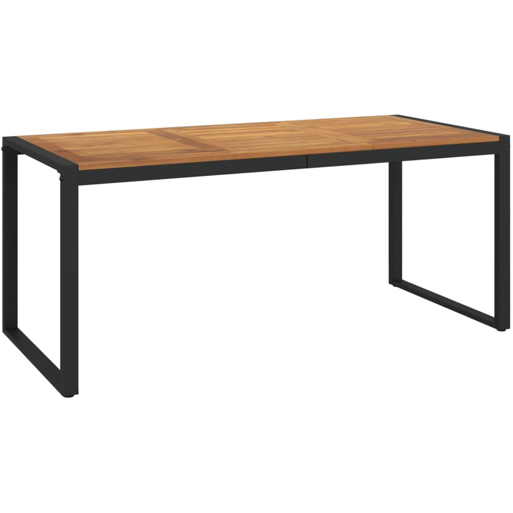 vidaXL Brown and Grey Solid Wood Acacia Garden Table with U Shaped Legs 180cm Image 2