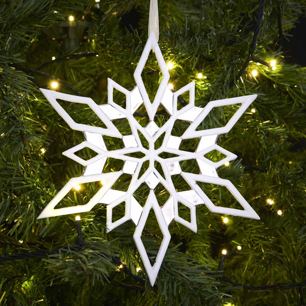 Wilko Glitters Ceramic Snowflake Christmas Tree Decoration Image 2