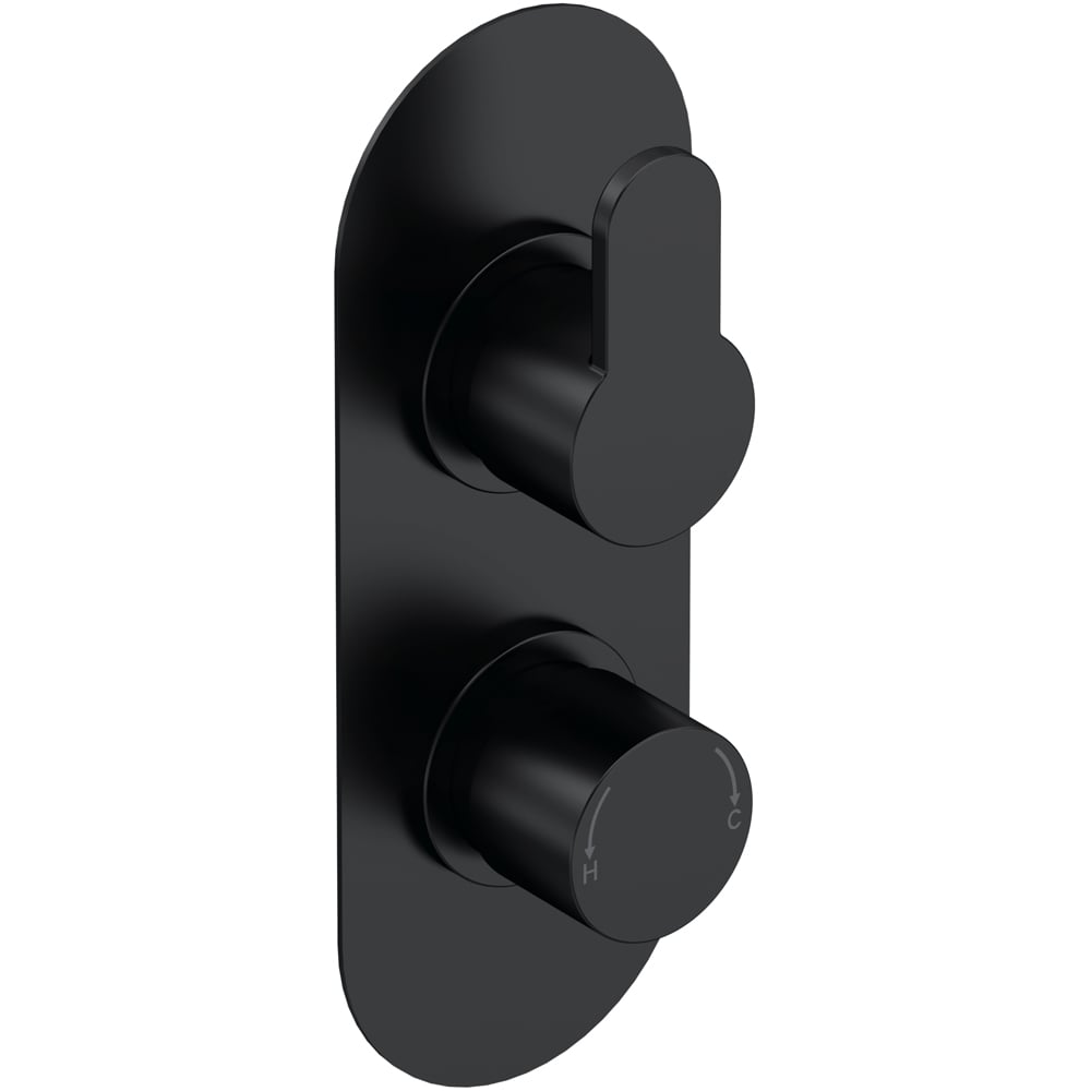 nuie Windon Matt Black Twin Thermostatic Valve Image 1