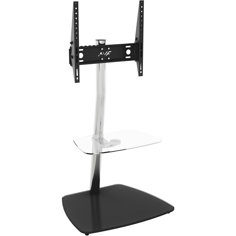 AVF Iseo Single Shelf Clear and Black Glass Pedestal TV Unit Image 2