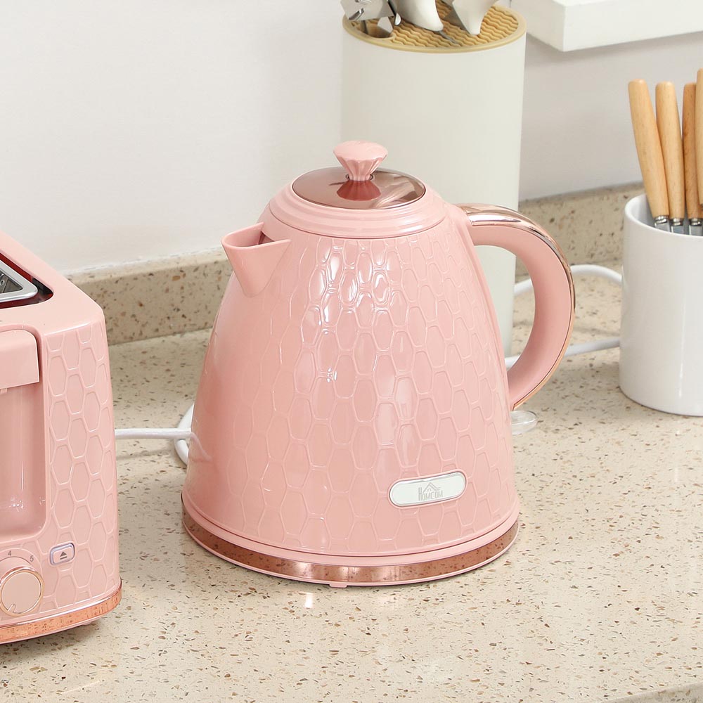 HOMCOM 800-181V70PK Light Pink 1.7L Kettle and 2 Slice Toaster Set Image 4