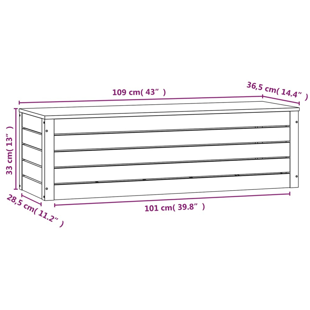 vidaXL White Solid Pine Wood Storage Box with Lid 109 x 36.5 x 33cm Image 8