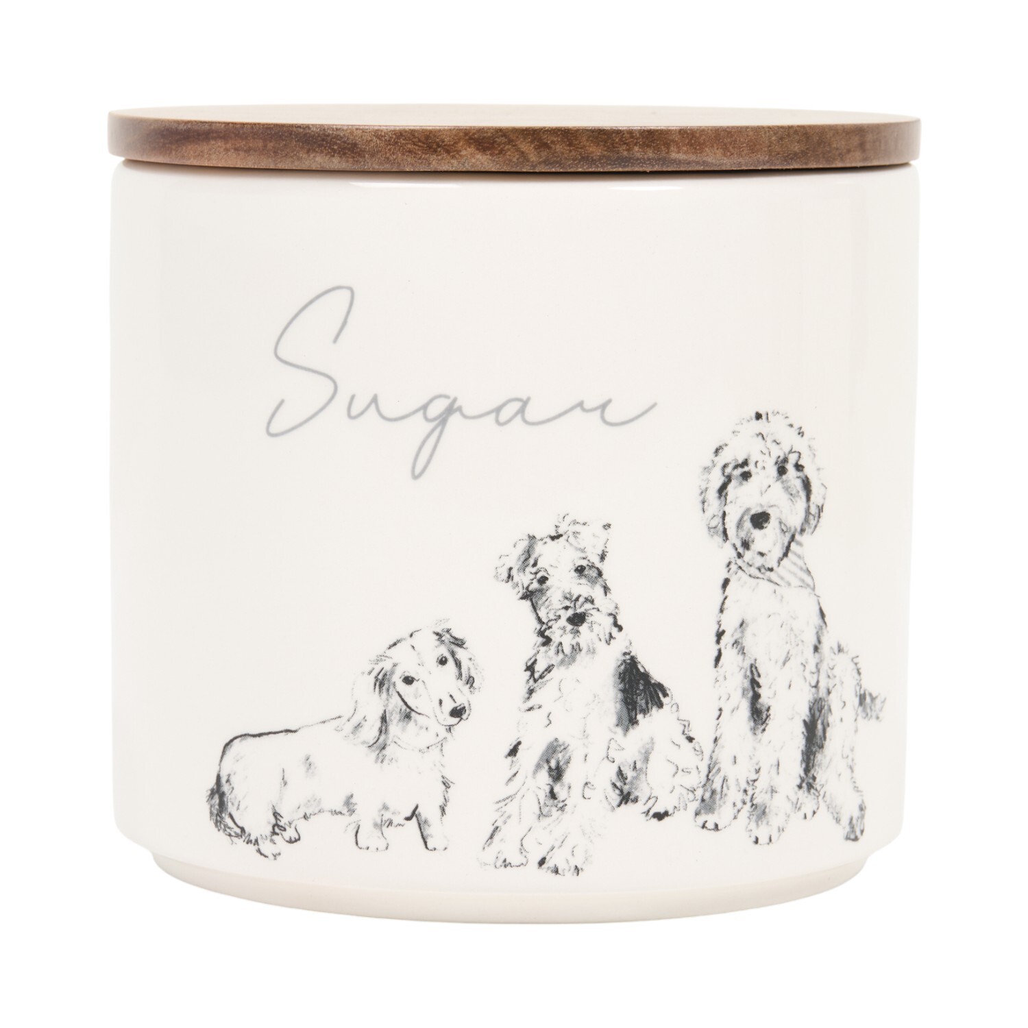 Set of 3 Waggy Tails Canisters with Acacia Lids White Image 4