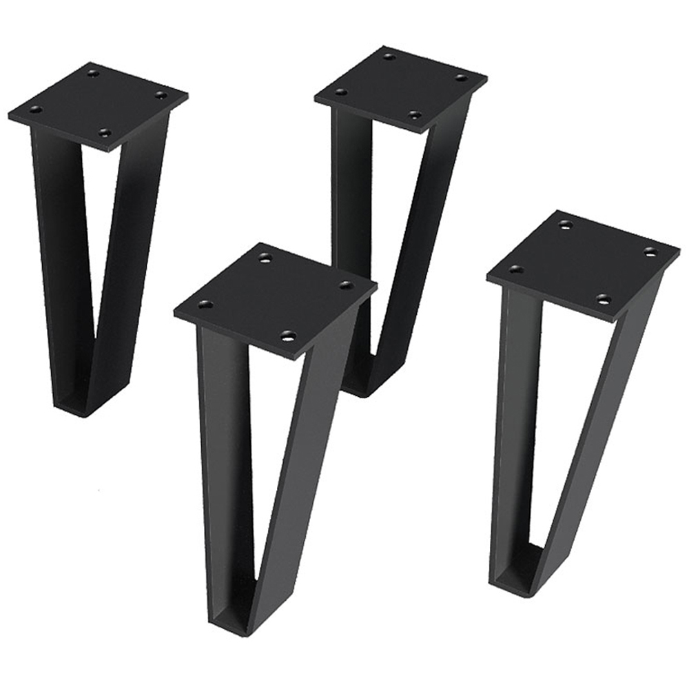 Living and Home 4 Pack Black Metal Trapezoid Furniture Legs 20cm Image 1