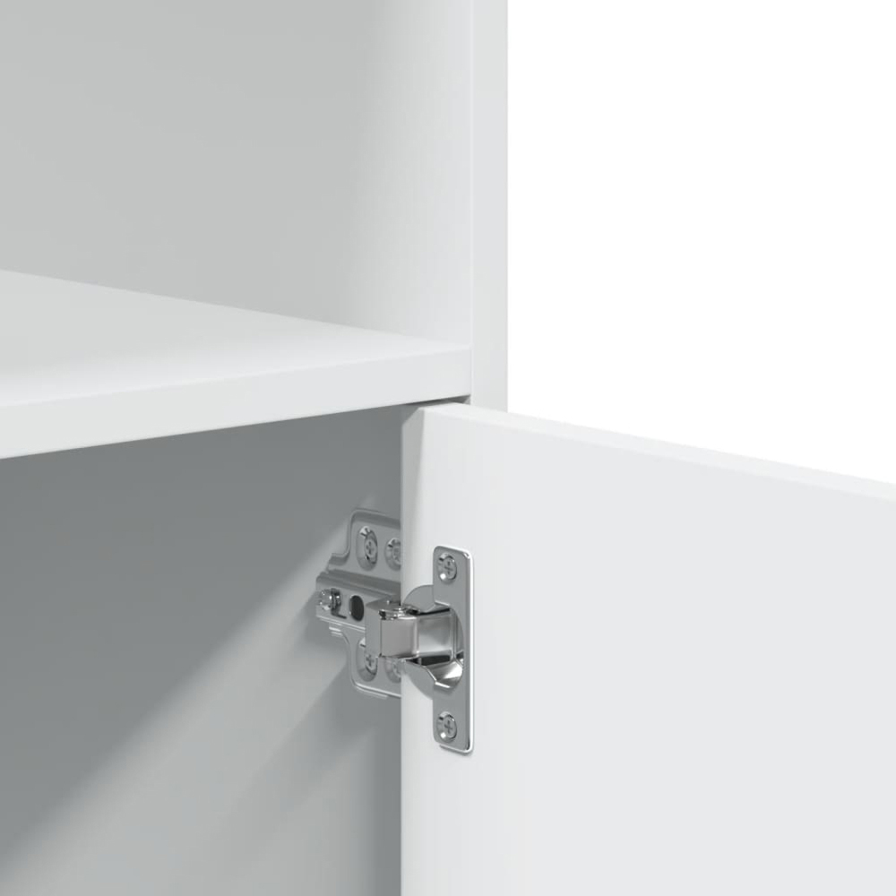 vidaXL 2 Door Single Shelf White Rolling Storage Cabinet Image 8