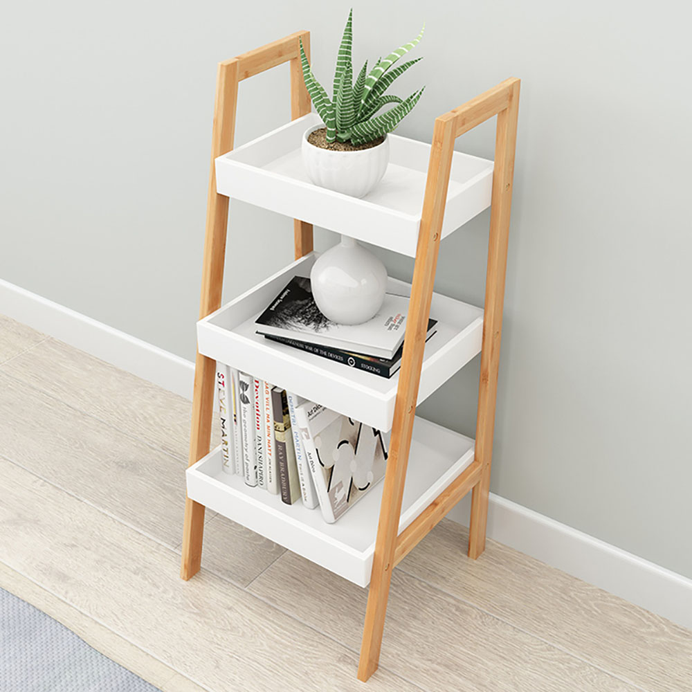 Living and Home Multi Tiered White Ladder Shelf Image 6