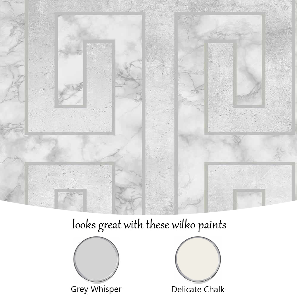 Fresco Meander Pale Grey Wallpaper Image 4