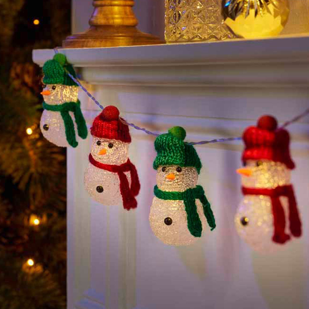 Wilko Battery-Operated Acrylic Snowman String Lights Image 7