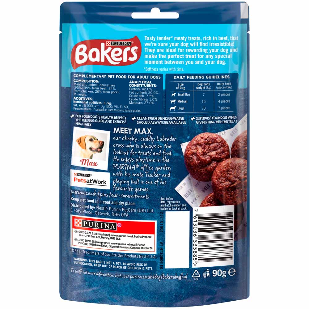 Bakers Meaty Cuts Dog Treats Meatballs 90g Image 3