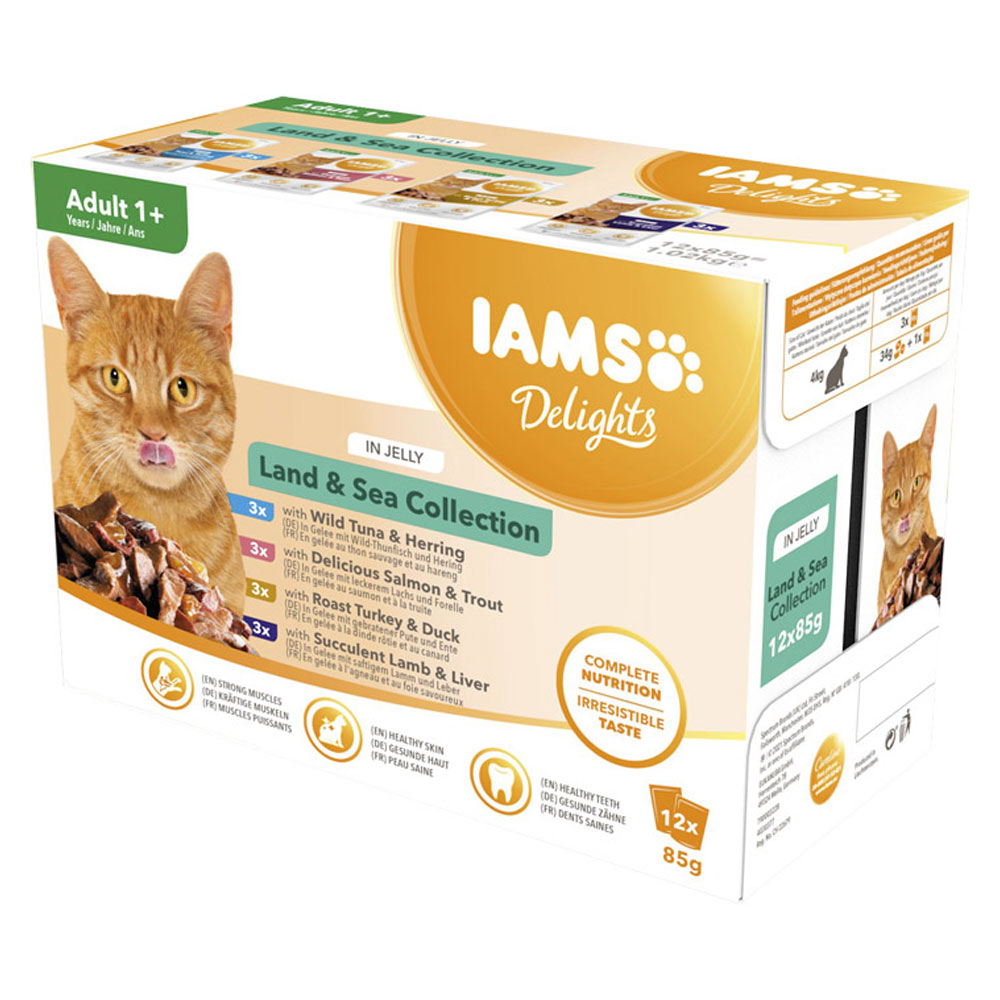 IAMS Delights Land and Sea Collection in Jelly Cat Food 12 x 85g Image 2