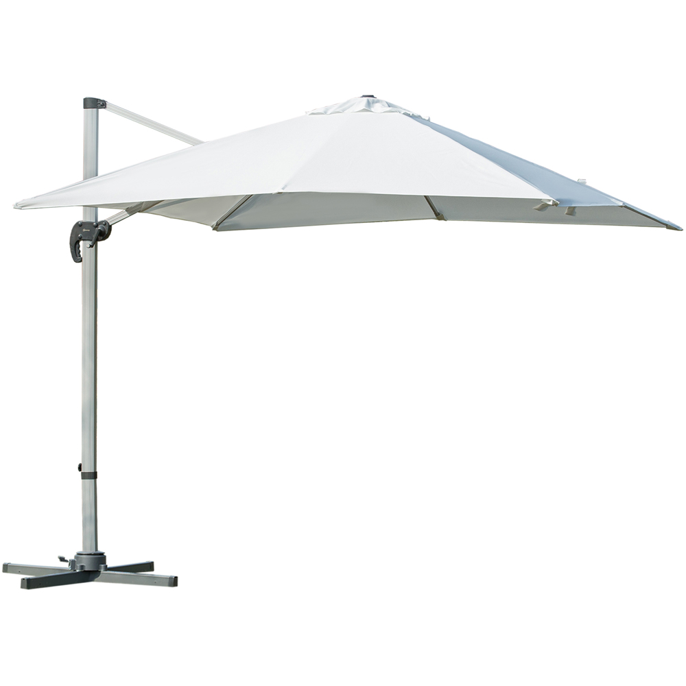 Outsunny White Cantilever Roma Parasol with Cross Base 3m Image 1