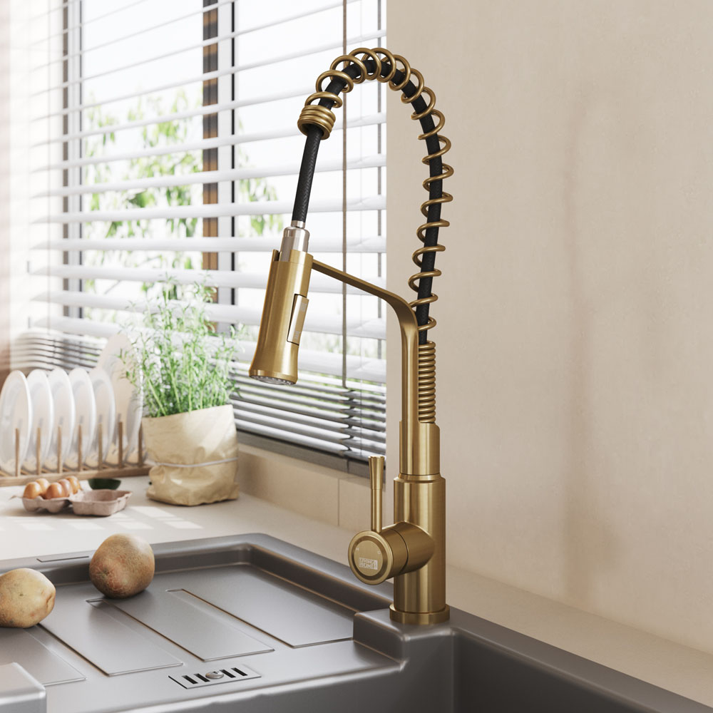 Living and Home Gold Pull Down Kitchen Tap Image 7