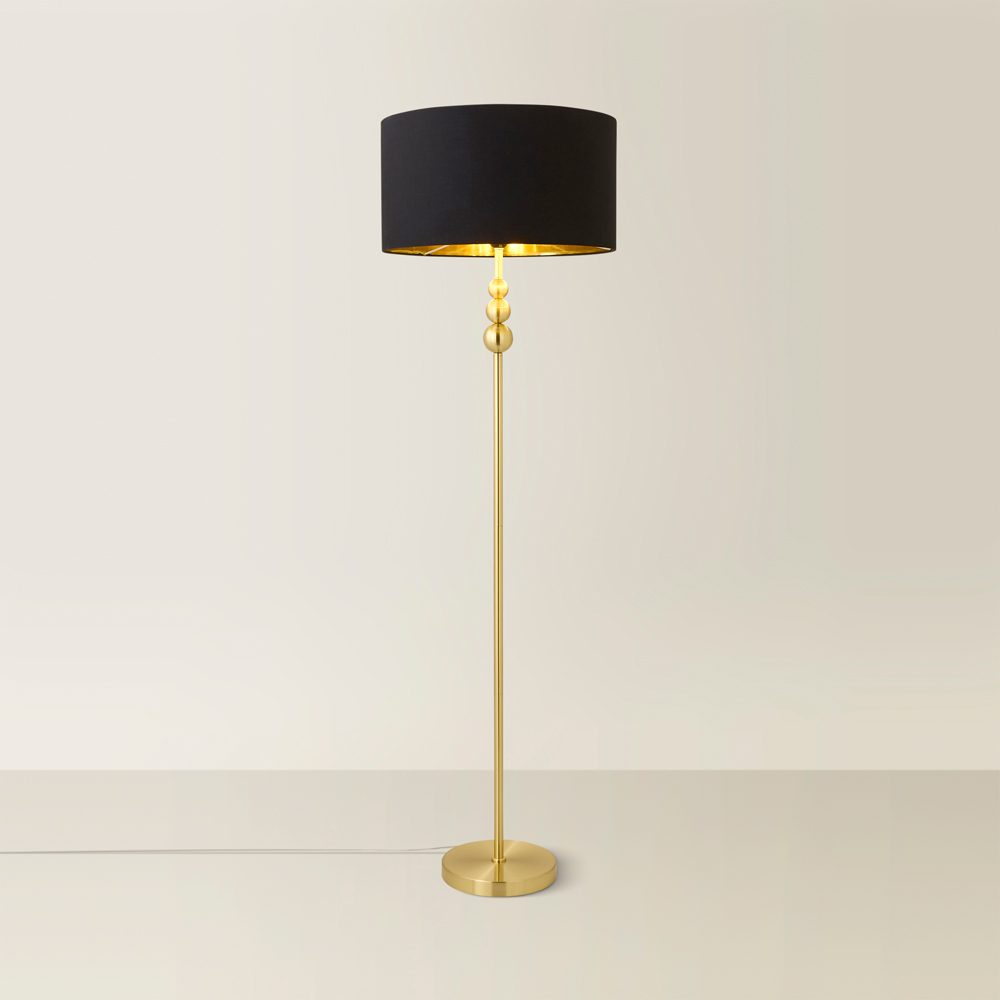 ValueLights Marissa Black and Gold Shade Gold Ball LED Floor Lamp Image 5