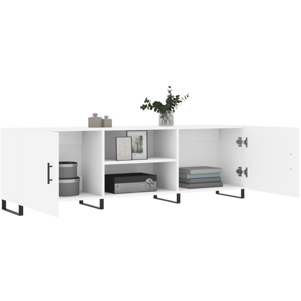 vidaXL 2 Door 2 Shelf White TV Cabinet Image 4