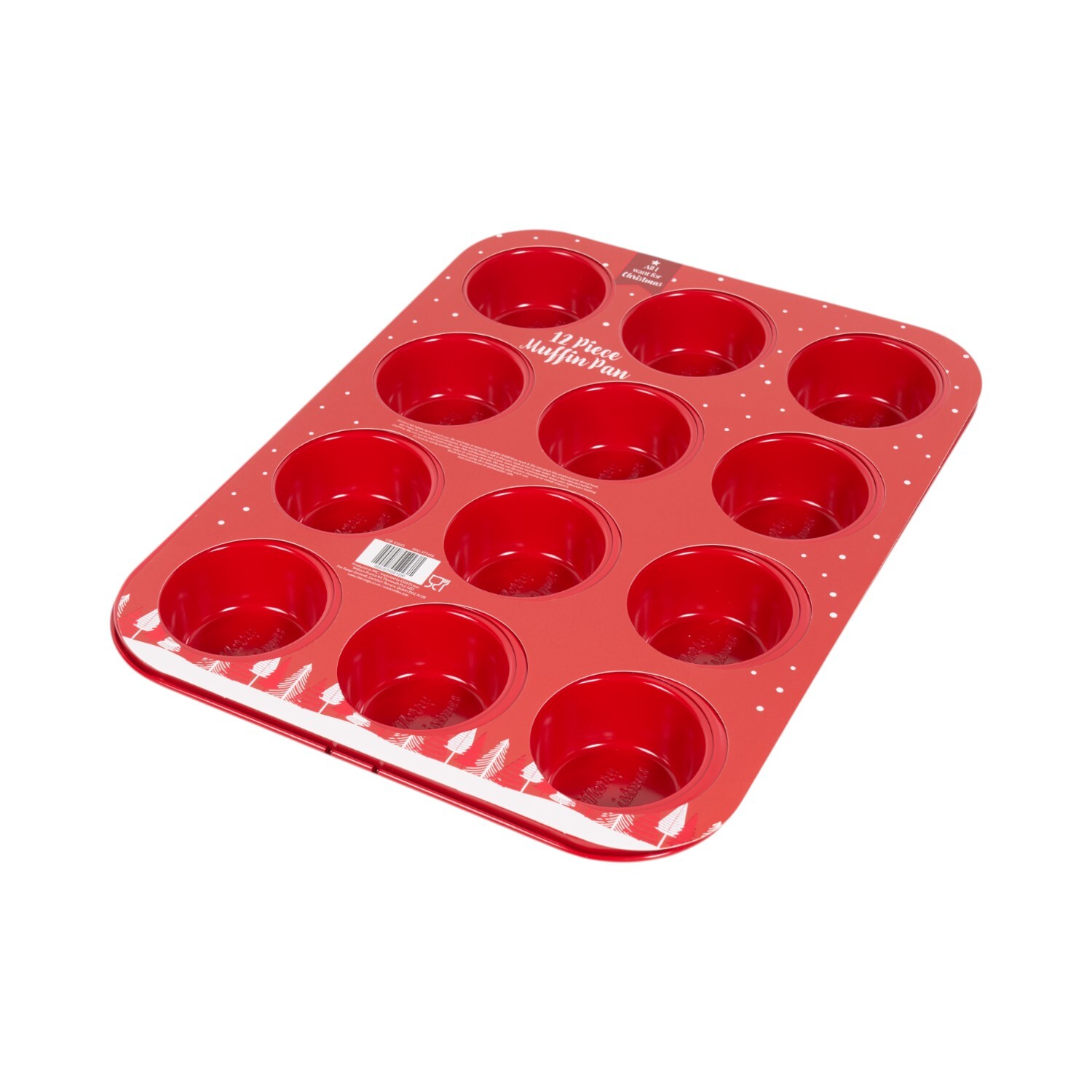12 Cup Merry Christmas Muffin Pan Red Image 2