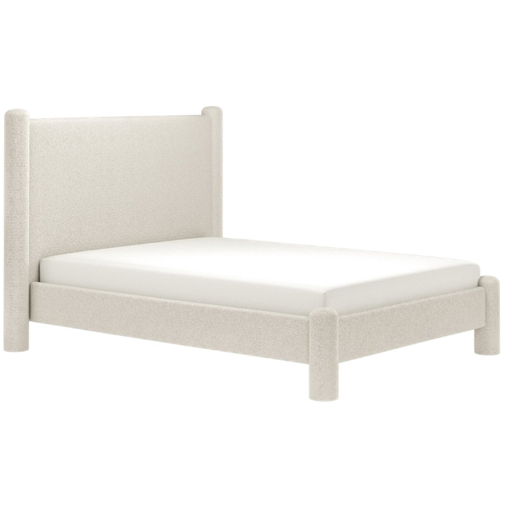 Flair Rayne Double Beige Boucle Fabric Pillar Bed Image 2