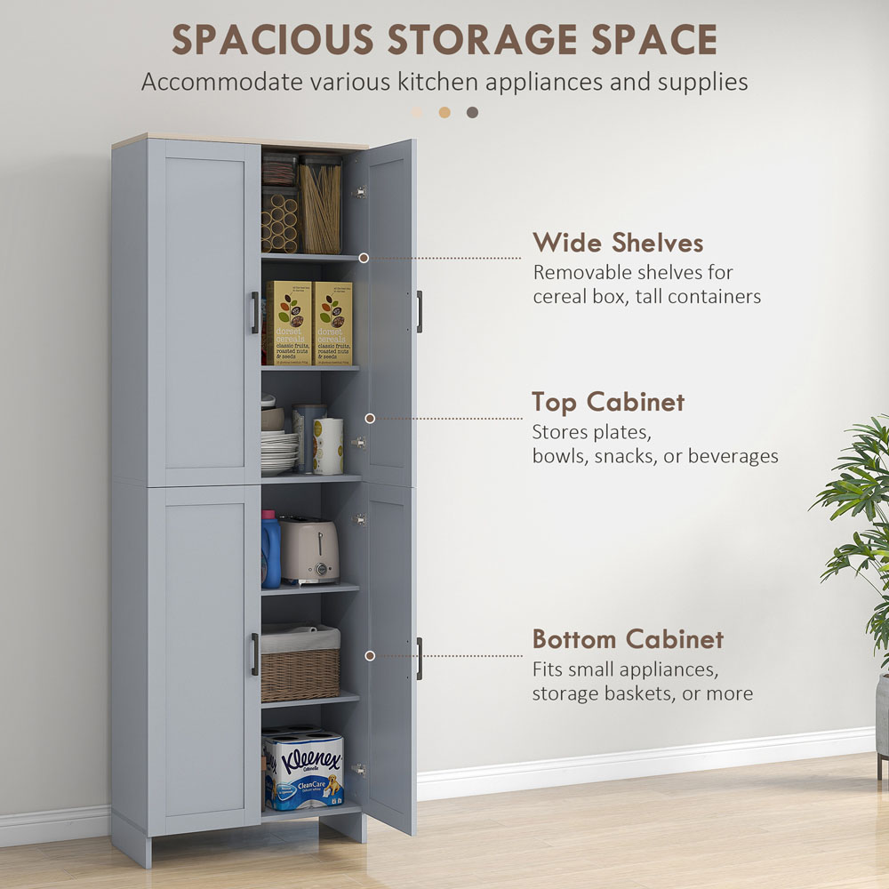 Portland 4 Door Grey Kitchen Storage Cabinet Image 8