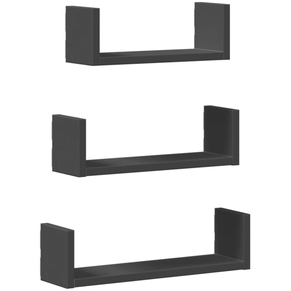 vidaXL Black Wall Shelf Set of 3 Image 1