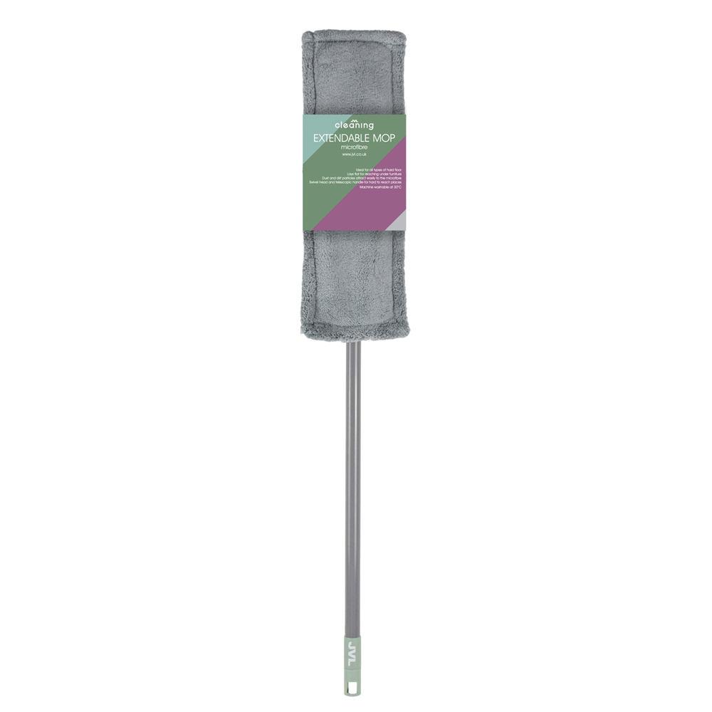 JVL Cleaning Grey Extendable Microfibre Mop with 2 Replacement Heads Image 2