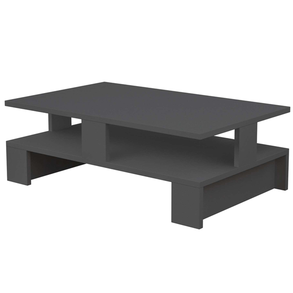 Decortie Mansu Single Shelf Anthracite Modern Coffee Table Image 2