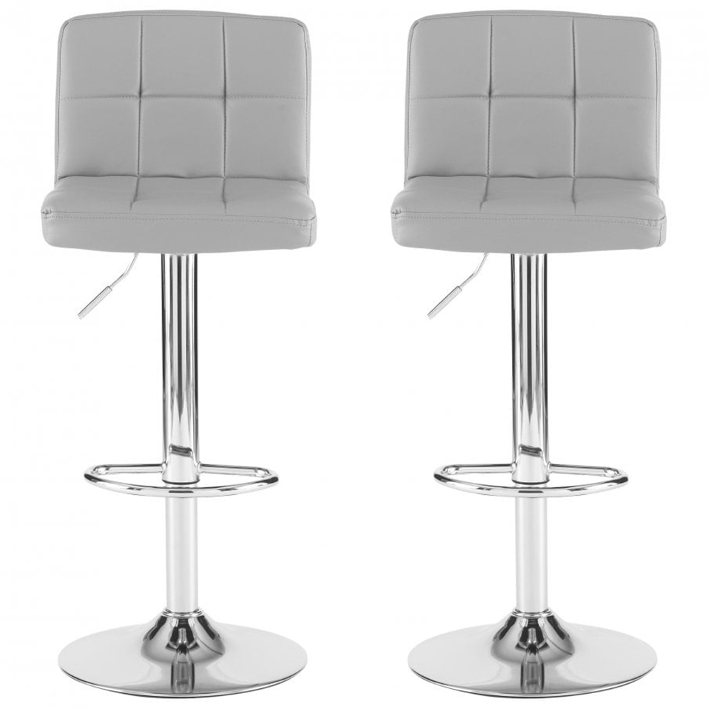 Neo Grey and Chrome Faux Leather Swivel Bar Stool Set of 2 Image 3