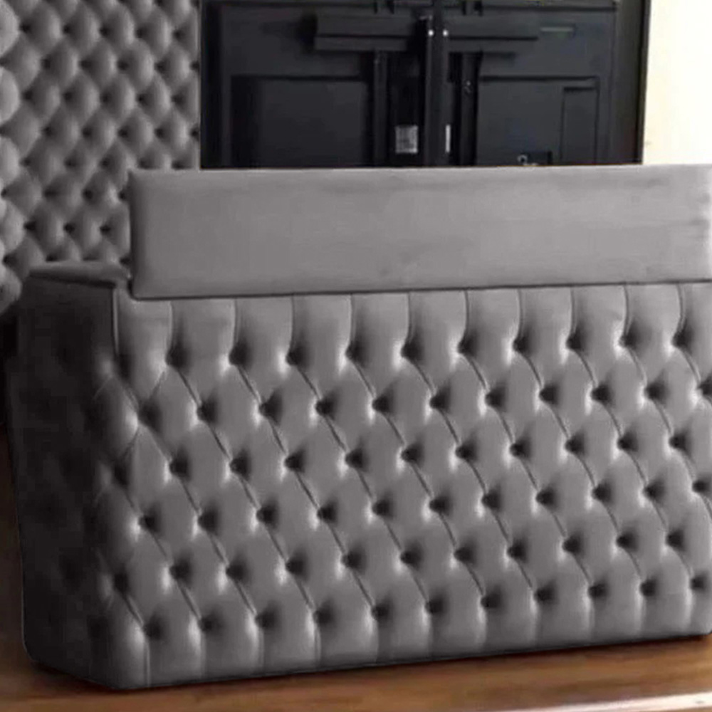 Eleganza Home Elisa Super King Size Silver Plush Velvet TV Bed Frame with Curved Headboard Image 3