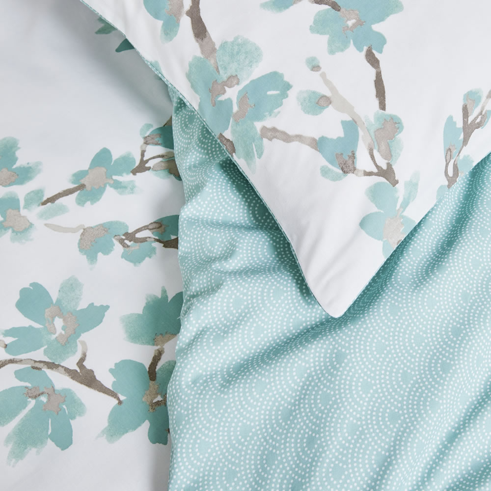 Wilko Symmetry Blossom Duck Egg Easy Care King Size Duvet Set Wilko