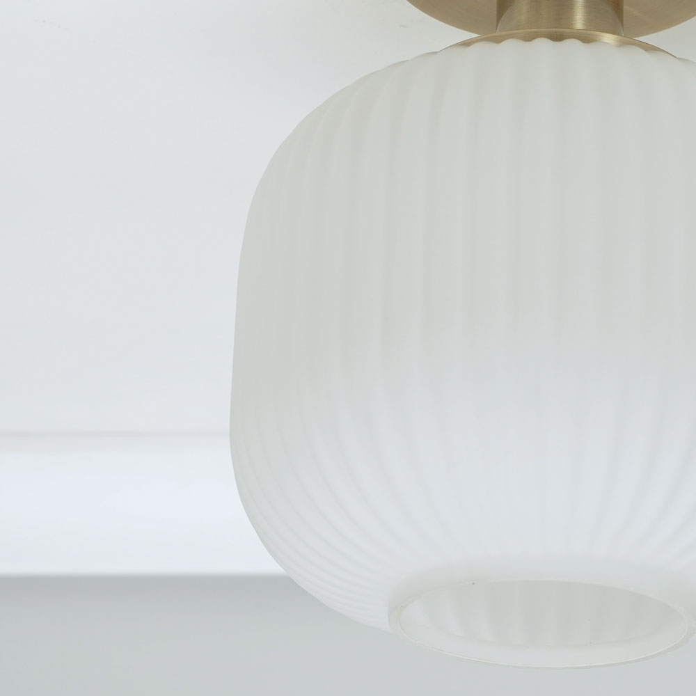 ValueLights Calpe Opal Frosted Shade Gold Stem LED Flush Ceiling Light Image 3