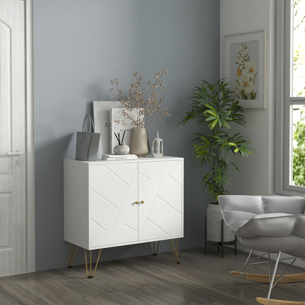 Portland 2 Door White Slim Sideboard Image 4
