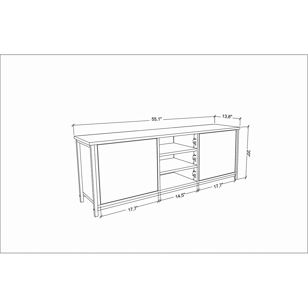 Decorotika Otis 2 Door 3 Shelf White and Anthracite TV Stand for 63 inch TV Image 6