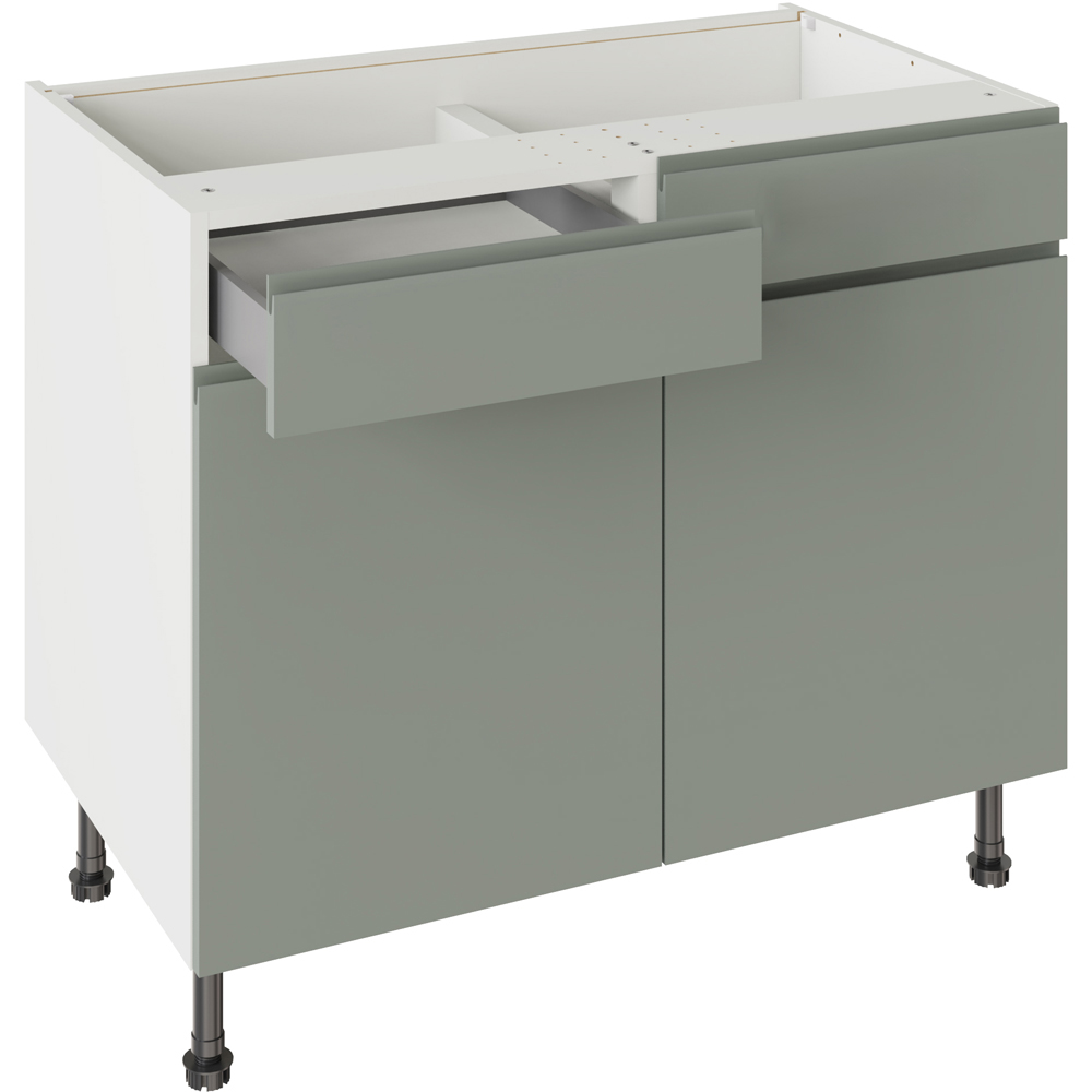 Kitchen Kit J-Pull Sage Green Drawerline Base Cabinet 1000mm Image 1