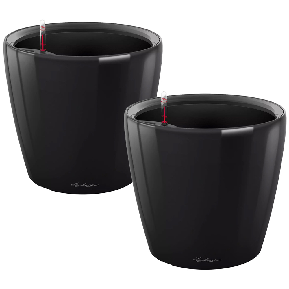 Lechuza Classico Black Polyresin Self Watering Planter 21cm 2 Pack Image 1