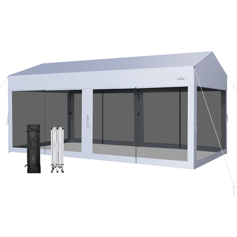 Costway 3 x 6m White Pop Up Canopy Tent with Removable Sidewalls Image 2