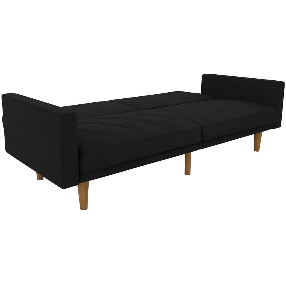 Dorel Paxson 3 Seater Linen Black Sofa Bed with Wooden Feet Image 6