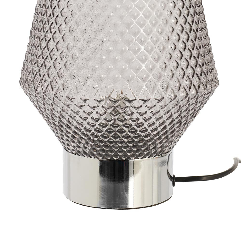 Wilko Grey Laura Glass Lamp Small Image 3