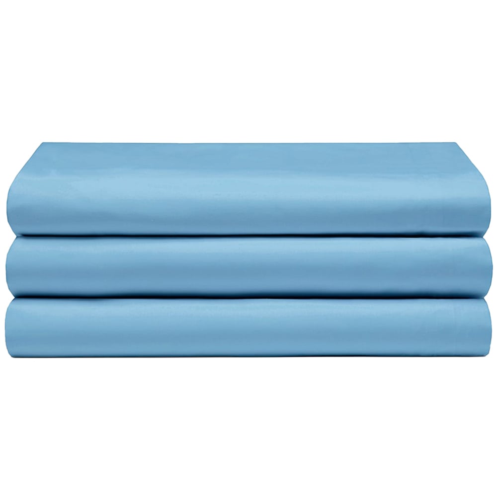Serene Single Sky Blue Flat Bed Sheet Image 1