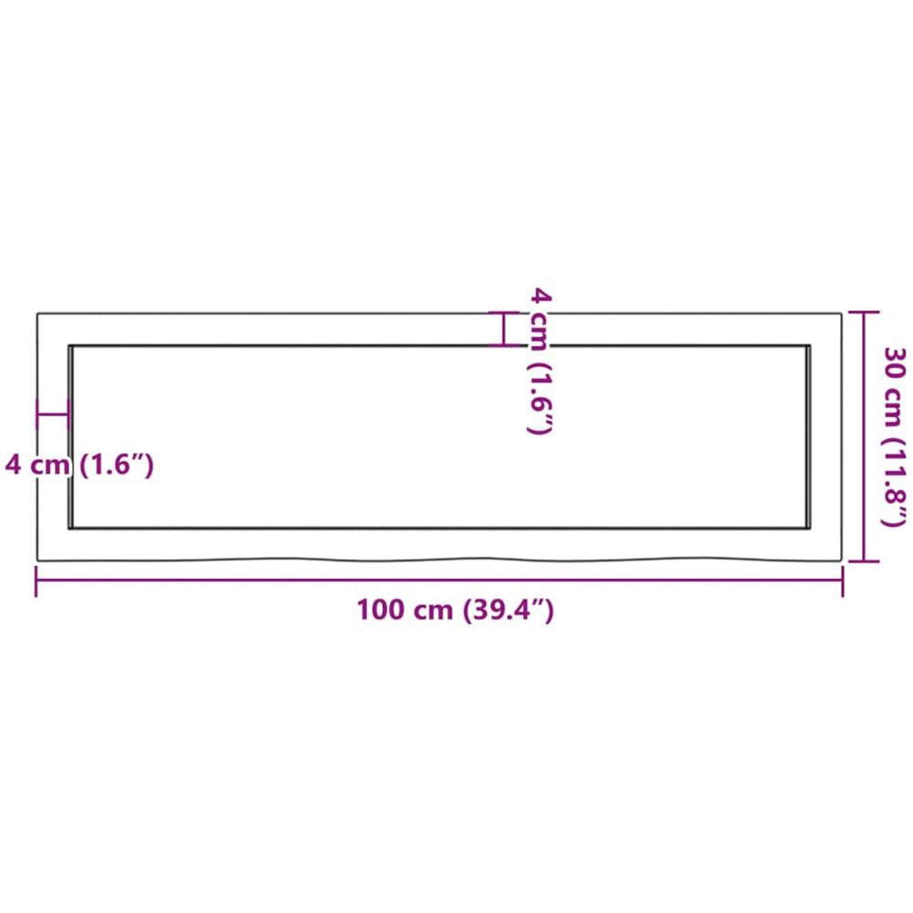 vidaXL 100 x 30 x 4cm Untreated Solid Wood Oak Wall Shelf Image 7
